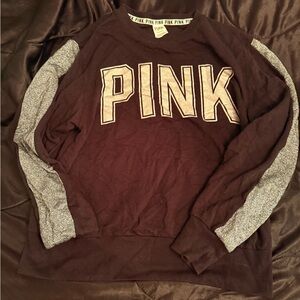 PINK Victoria's Secret Black and Gray Crew Neck Sweater